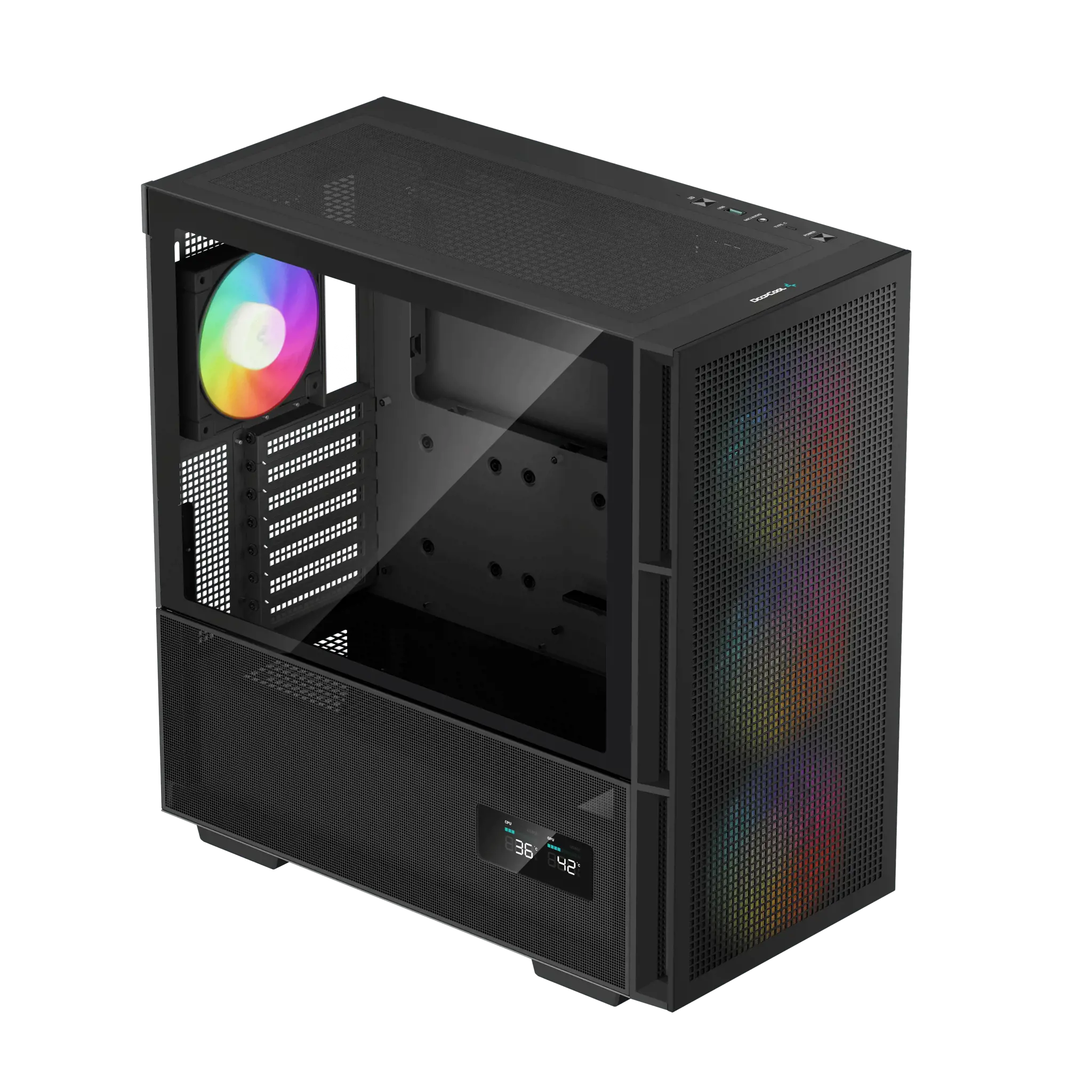 "DeepCool CH560 DIGITAL", "Midi Tower", Kompiuteris, Juoda, ATX, EATX, "micro ATX", Mini-ITX, ABS, Plienas, Grūdintas stiklas, Multi