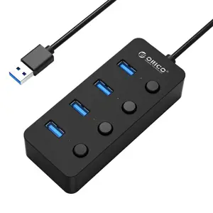 "Orico" USB 3.0 šakotuvas su jungikliais, 5x USB (juodas)