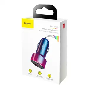 Baseus CCMLC20C-09 automobilinis įkroviklis su skaitmeniniu ekranu USB | Quick Charge 3.0 | Type C | PD | QC4+| 45W | 5A raudona