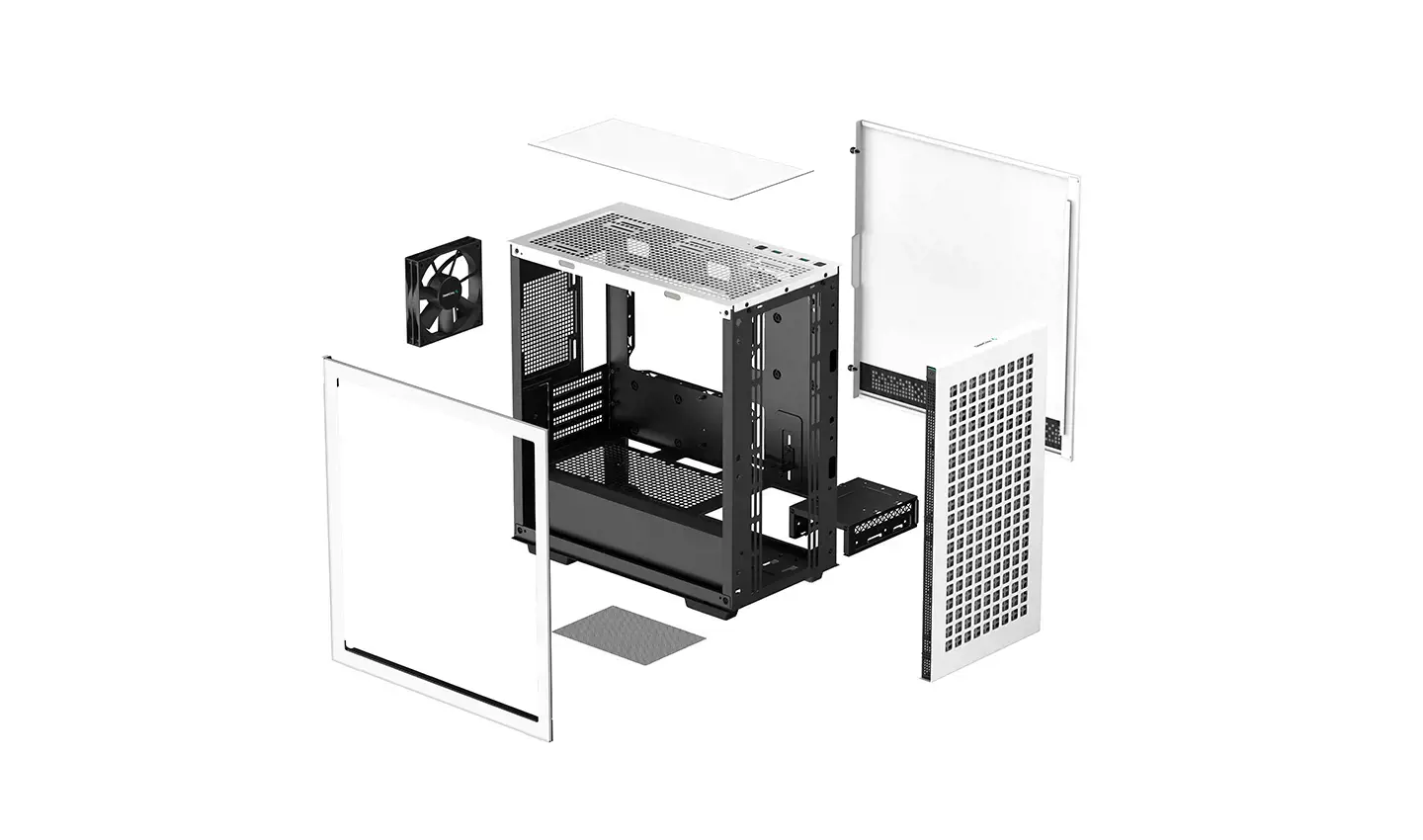 "DeepCool CH370 WH", "Mini Tower", kompiuteris, baltas, "micro ATX", "Mini-ITX", ABS, plienas, grūdintas stiklas, daugialypis