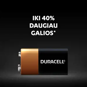 Duracell 6LR61, Vienkartinė baterija, 9 V, šarminė, 9 V, 1 vnt., prizminė