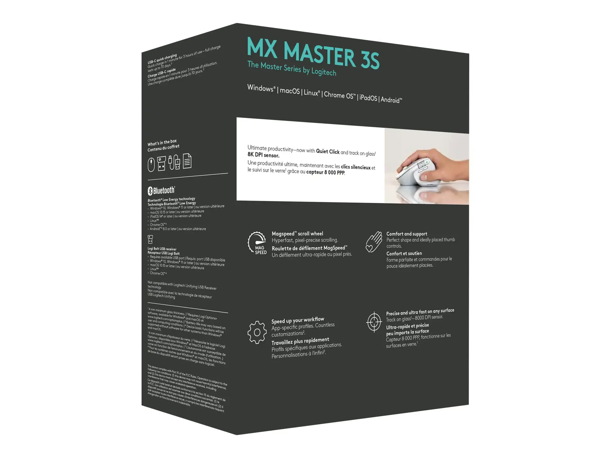 "Logitech MX Master 3S Performance" belaidė pelė - šviesiai pilka