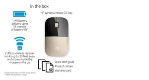 HP Z3700 auksinė belaidė pelė, dvipusė, optinė, RF belaidė, 1200 DPI, auksinė