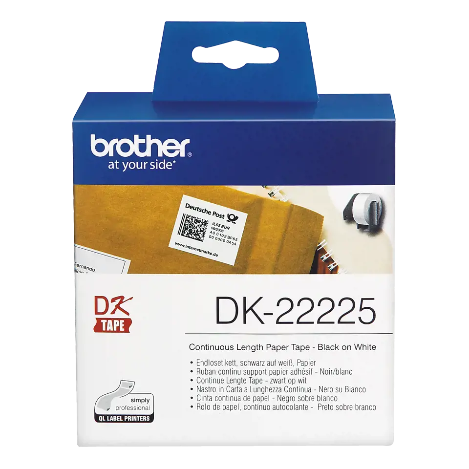 Brother Continuous Paper Tape, Black on white, DK, White, Direct thermal, Brother, Brother QL1050, QL1060N, QL500, QL500A, QL550, QL560, QL560VP, QL570, QL580N, QL650TD, QL700,...