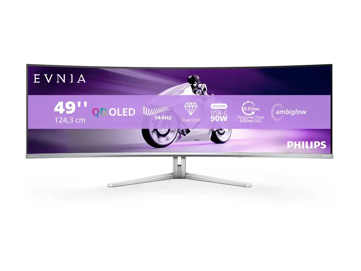 Philips Evnia 8000 49M2C8900L/00, 124.2 cm (48.9"), 5120 x 1440 pixels, Dual QHD, QDOLED, 0.03 ms, White