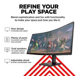 HP OMEN by HP 34c, 86,4 cm (34"), 3440 x 1440 taškų, "Wide Quad HD", LED, 1 ms, juodas