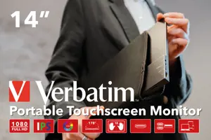 VERBATIM PMT-14 Nešiojamasis jutiklinio ekrano monitorius 14 colių Full HD 1080p Metalinis korpusas