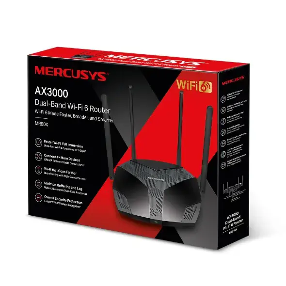 "Mercusys AX1800" dviejų dažnių "WiFi 6" maršrutizatorius