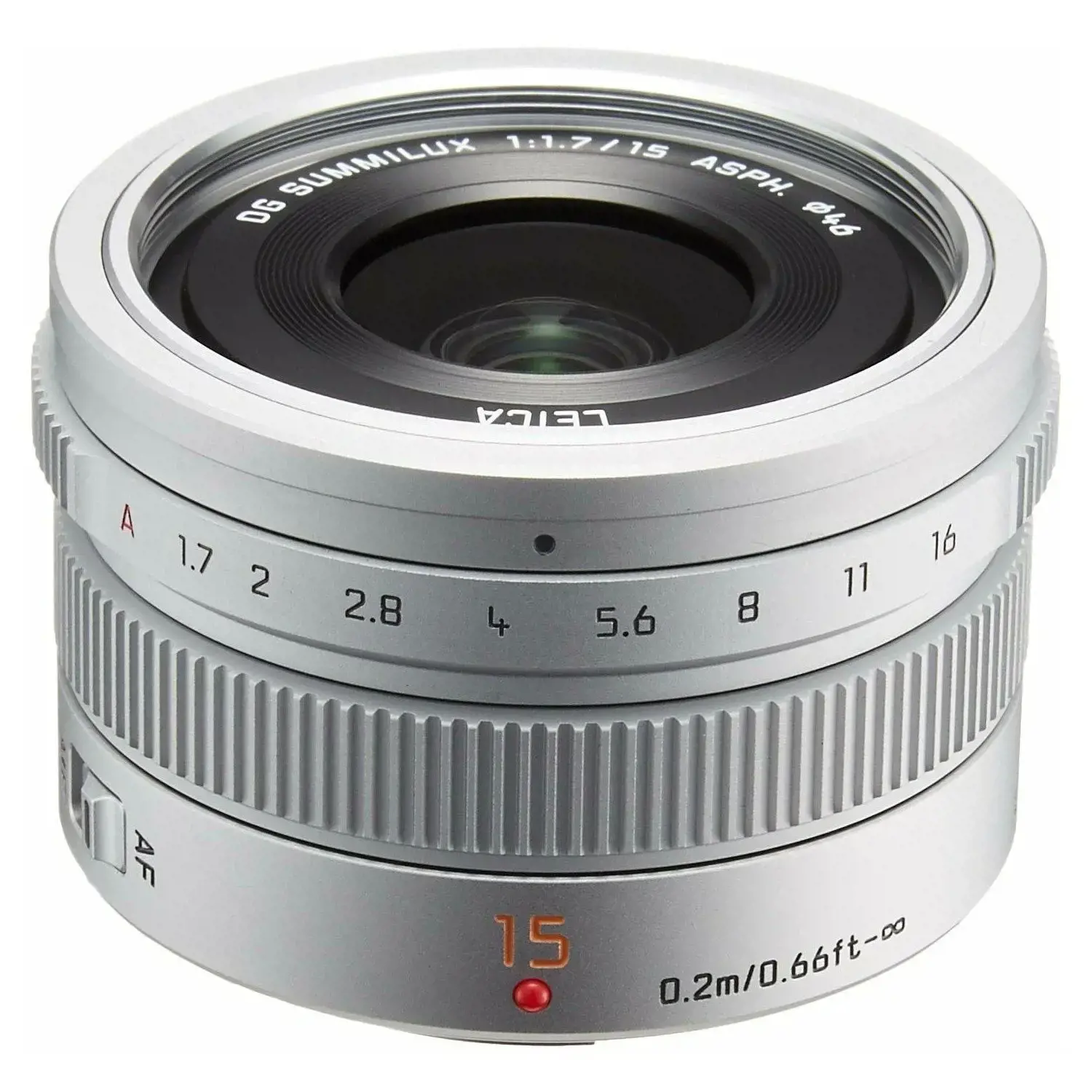 "Panasonic" LEICA DG SUMMILUX 15mm / F1.7 ASPH. (H-X015E-S) Sidabrinis