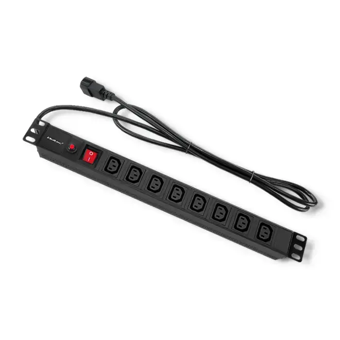 QOLTEC 53998 Apsauga nuo viršįtampių Qoltec RACK 19 1U 10A PDU 8xIEC C13 2m