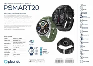 Platinet smartwatch PSMART20B, black (46113)