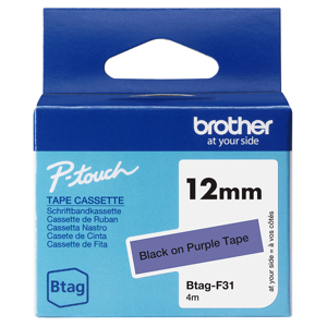 Brother BTAG-F31, Black on purple, Philippines, 5 year(s), Brother, P-touch PT-N10, PT-N20, PT-N25B…