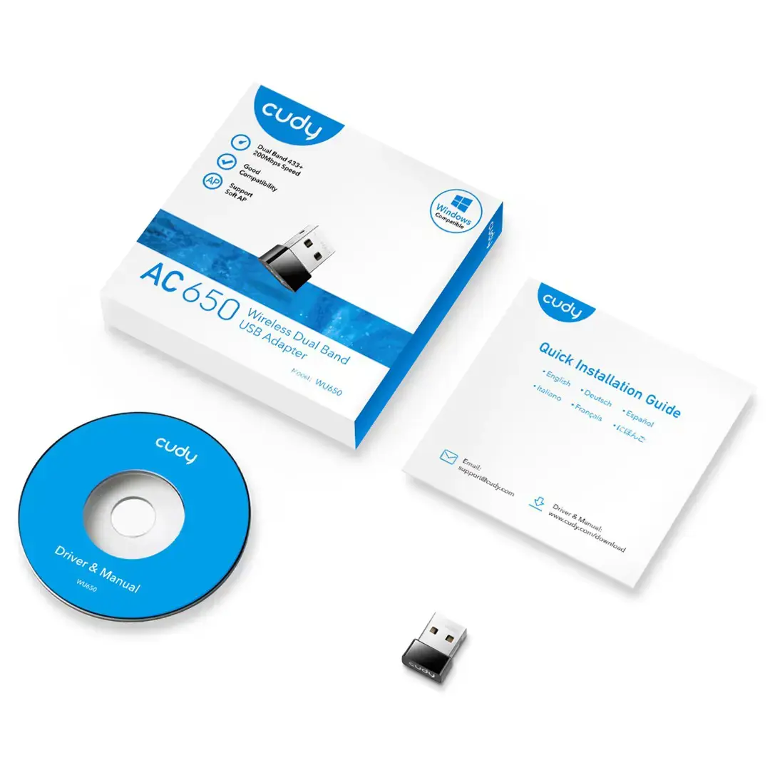 Tinklo kortelė CUDY WU650 AC650 USB 2.0 Nano