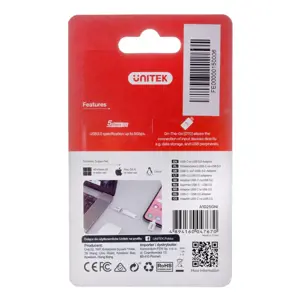 UNITEK A1025GNI USB-A - USB-C 3.1 Gen1 F/M adapteris