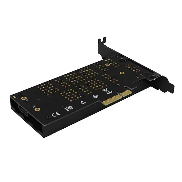 AXAGON PCEM2-DC PCI-E 3.0 4x - DUAL M.2 SSD (NVMe + SATA), dviguba įtampa, iki 110 mm SSD, ventiliatorius + radiatorius