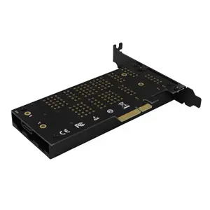AXAGON PCEM2-DC PCI-E 3.0 4x - DUAL M.2 SSD (NVMe + SATA), dviguba įtampa, iki 110 mm SSD, ventiliatorius + radiatorius