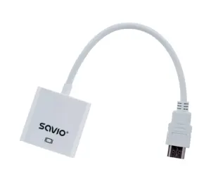 "Savio" CL-27B vaizdo kabelio adapteris HDMI A tipo (standartinis) VGA (D-Sub), baltas