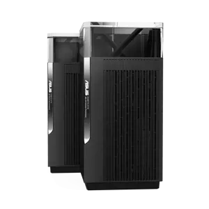 ASUS ZenWiFi Pro ET12, juodas, vidinis, maitinimo, būsenos, trijų dažnių (2,4 GHz / 5 GHz / 6 GHz), "Wi-Fi 6E" (802.11ax), 802.11a, 802.11b, 802.11g, "Wi-Fi 4" (802.11n), "Wi-Fi 5" (802.11ac), "Wi-Fi 6" (802.11ax), "Wi-Fi 6E...