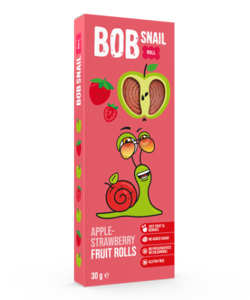 Obuolių ir braškių suktinukai BOB SNAIL, 30 g
