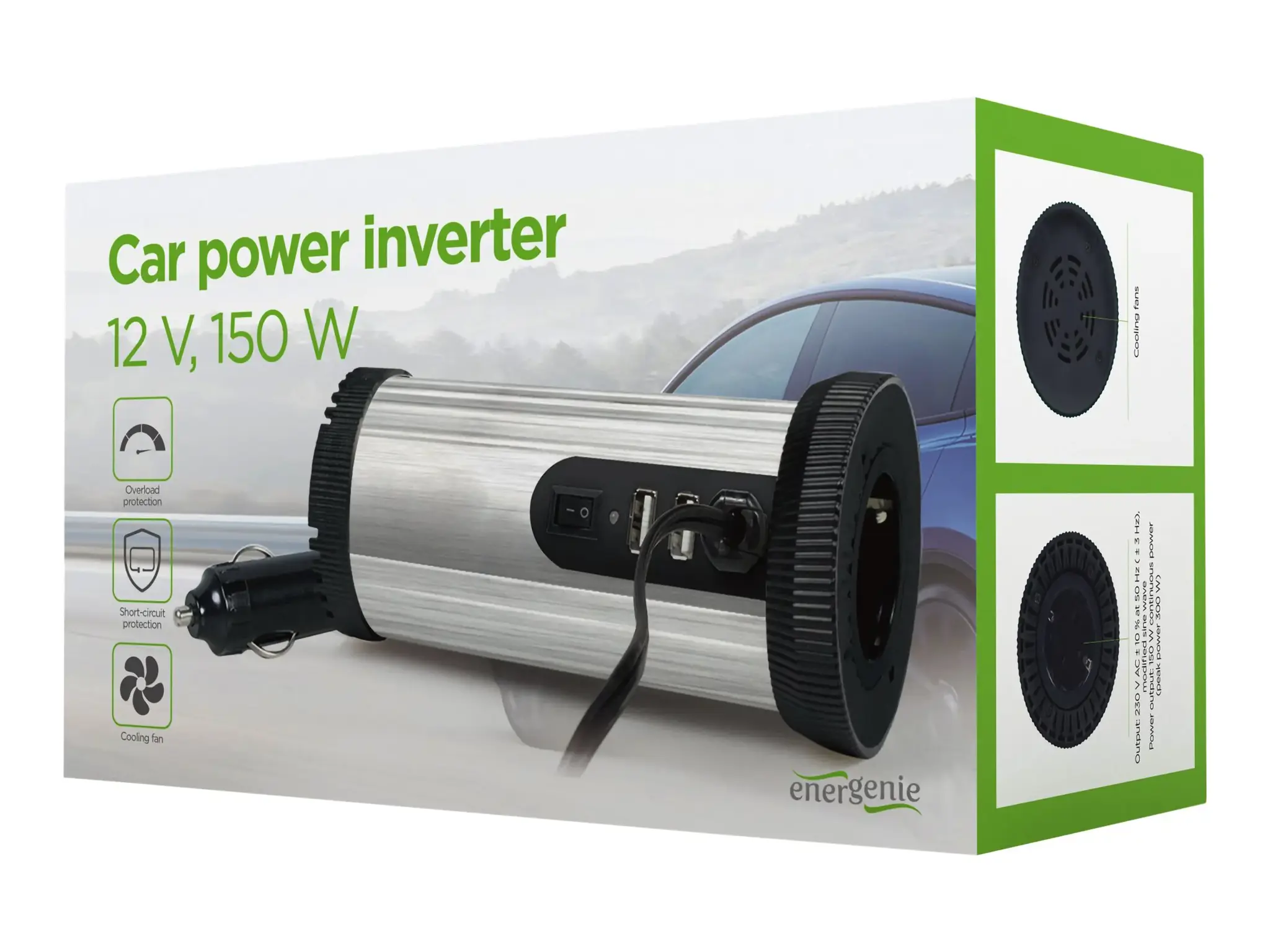 GEMBIRD EG-PWC150-01 12 V automobilinis maitinimo inverteris 150 W