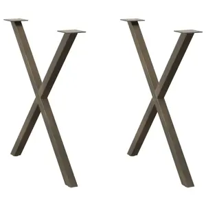 Valgomojo stalo kojelės, X formos, 2 vnt., natūralus plienas, 70x(72-73) cm, plienas