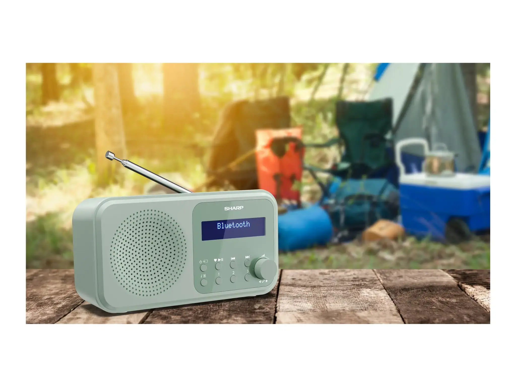 Sharp DR-P420(GN) Tokyo Portable Digital Radio, FM/DAB/DAB+, Bluetooth 5.0, USB or Battery Powered, Aquamarine Green | Sharp