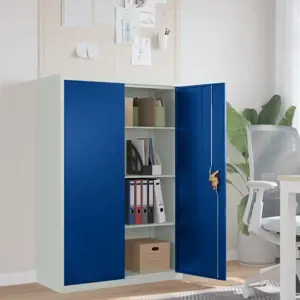 Biuro spintelė, metalas, 90x40x140cm, pilka ir mėlyna