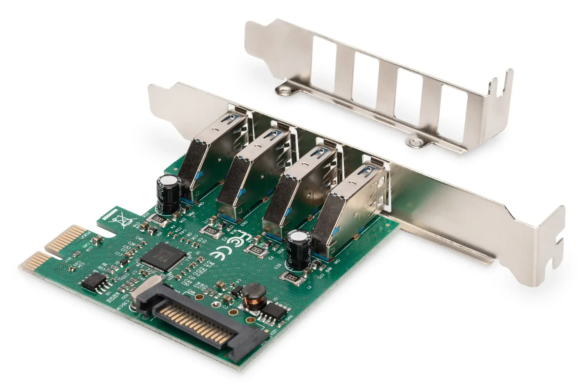 DIGITUS USB 3.0 4 prievadų PCI Express papildoma plokštė 4 prievadai A / F Išorinis VL805 mikroschemų rinkinys