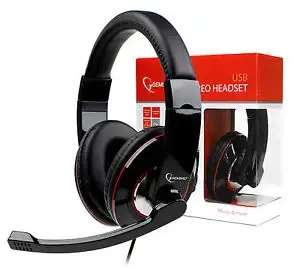 GEMBIRD usb stereo ausinės besisukančios muzikinės ausinės su mikrofonu ant žąsies kaklelio, reguli…