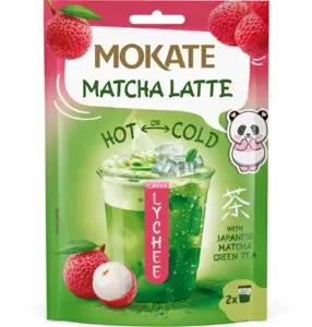 Žaliosios arbatos gėrimas MOKATE Matcha latte ličio skonio 40g