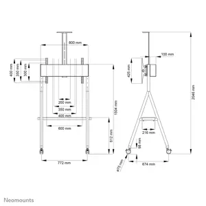 "Neomounts by Newstar" grindų stovas, 50 kg, 81,3 cm (32"), 165,1 cm (65"), 600 x 400 mm, aukščio reguliavimas, juodas
