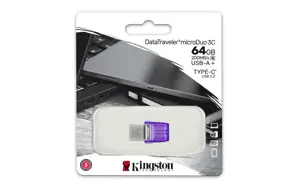 "Kingston" 64GB "DataTraveler microDuo 3C" 200MB/s dvigubas USB-A + USB-C EAN: 740617328219