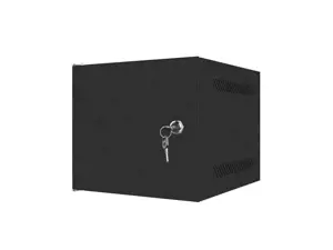 LANBERG Stovo spinta 10 colių sieninė 4U 280x310 juoda su metalinėmis durelėmis plokščia pakuotė