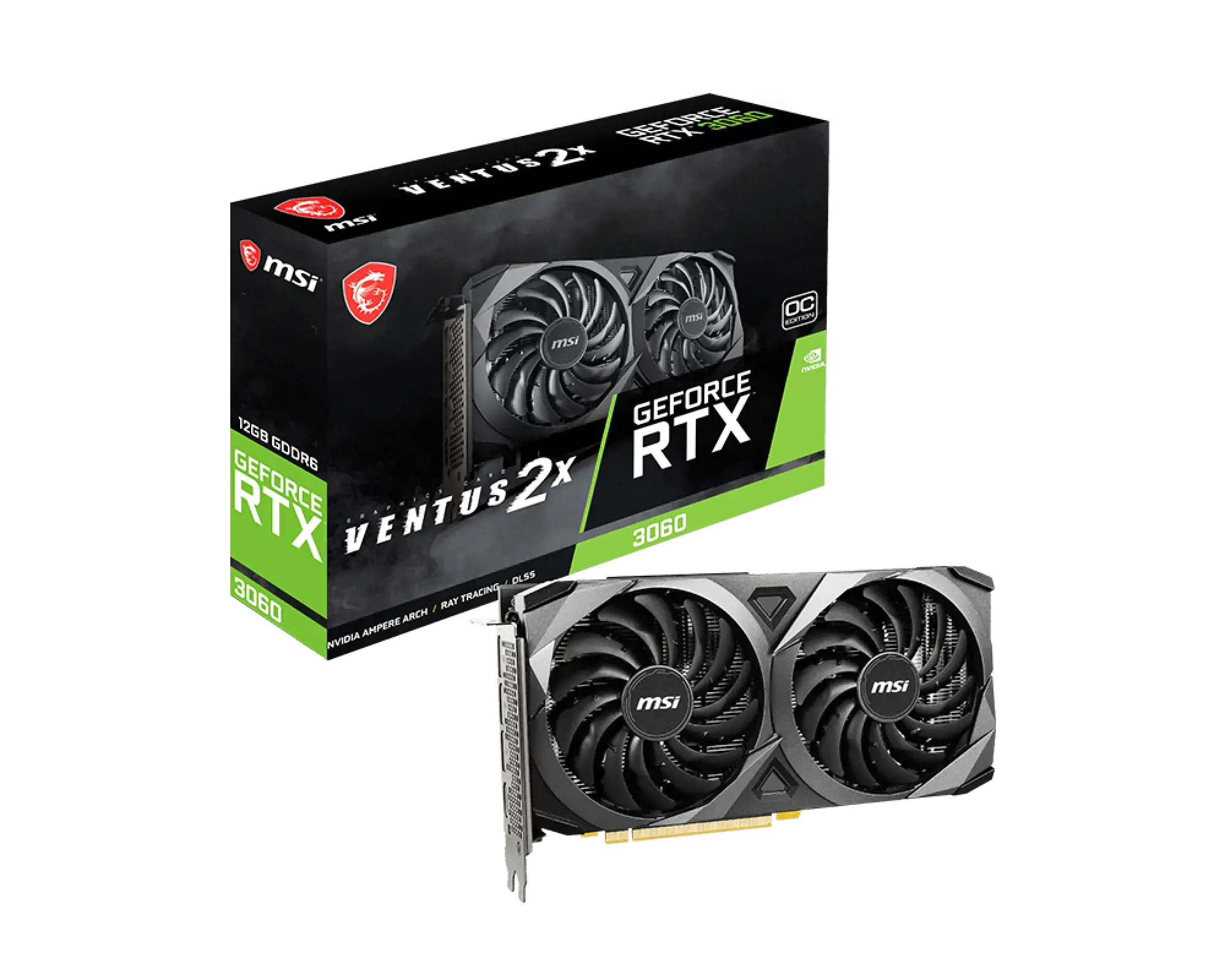 Vaizdo plokštė MSI GeForce RTX 3060 12 GB, GDDR6, 192 bitai, V397-022R
