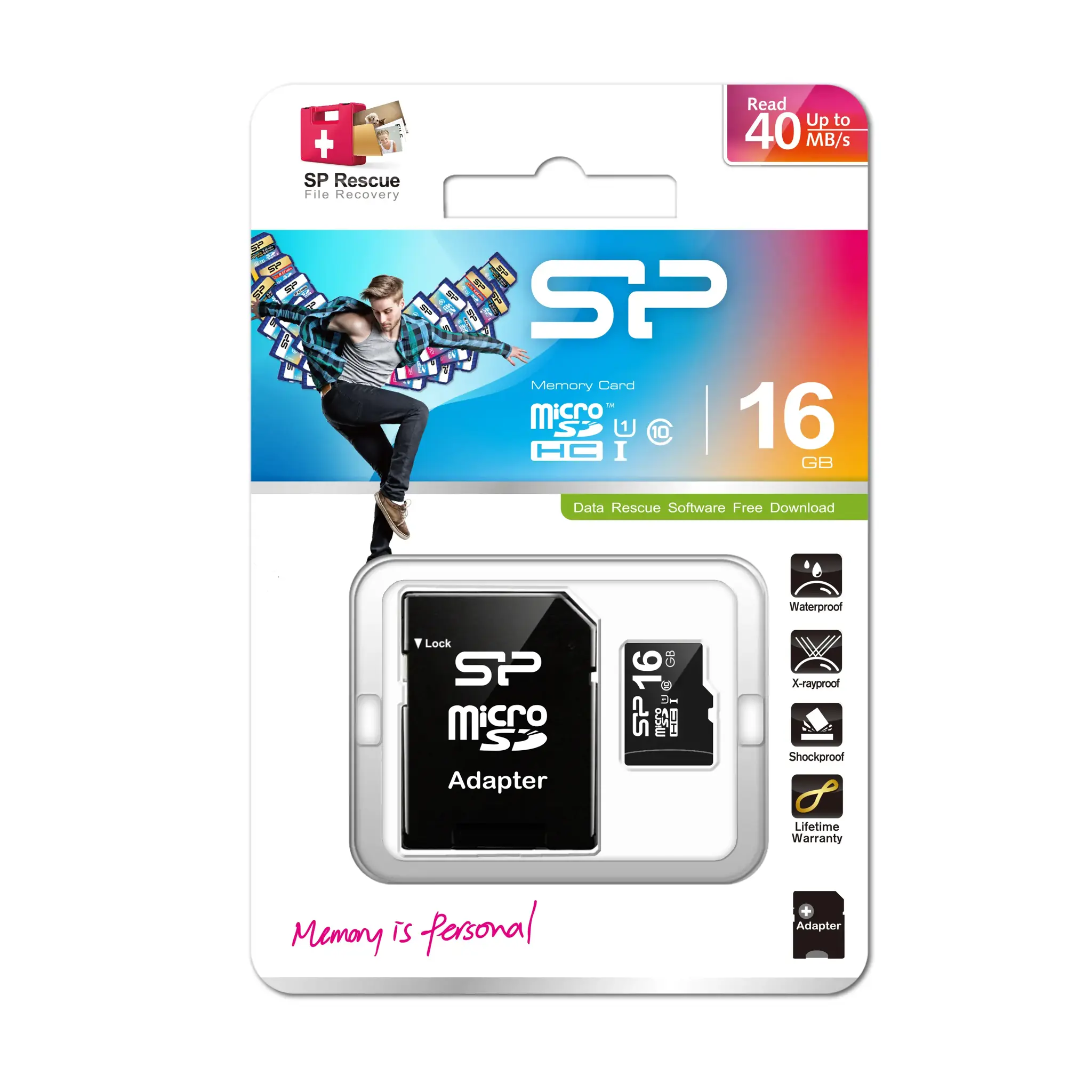 SILICONPOW SP016GBSTH010V10SP Silicon Power atminties kortelė Micro SDHC 16GB Class 10 + adapteris