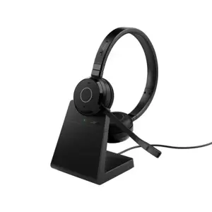 Jabra Evolve 65 TE UC Stereo Link390a Belaidės ausinės, Bluetooth, USB-A, Charging Stand, Juoda