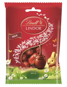 LINDT LINDOR mini pieninio šokolado kiaušiniai, 90g