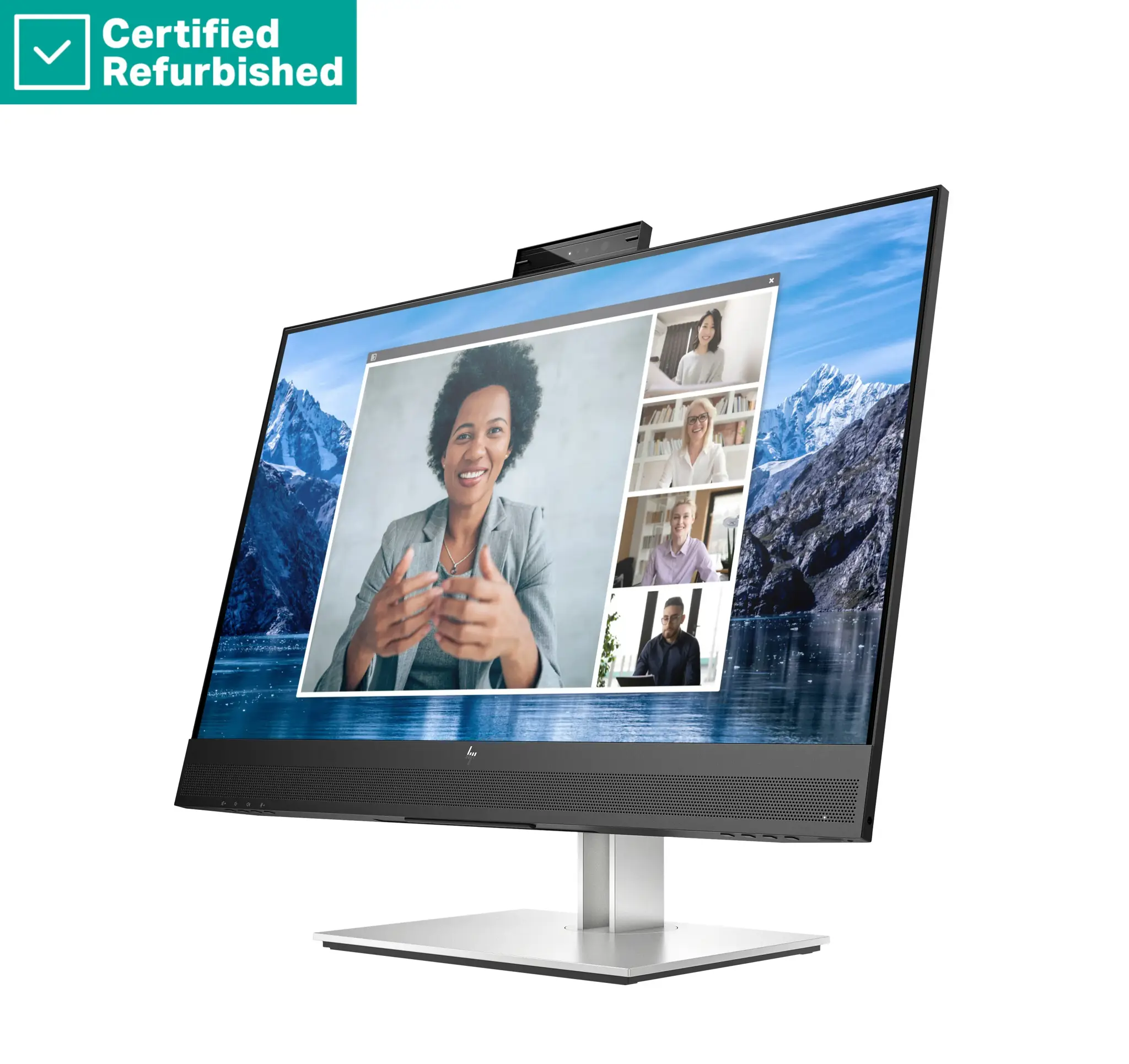 RENEW SILVER HP E27m G4 QHD Charging Conferencing Monitor - 27" 2560x1440 QHD 300-nit 75Hz AG, IPS, USB-C(65W)/HDMI/DisplayPort/DisplayPort-out, 4x USB-A, speakers, 5MP webcam, RJ-45 LAN, height adjustable/tilt/swivel/pivot, 1 years