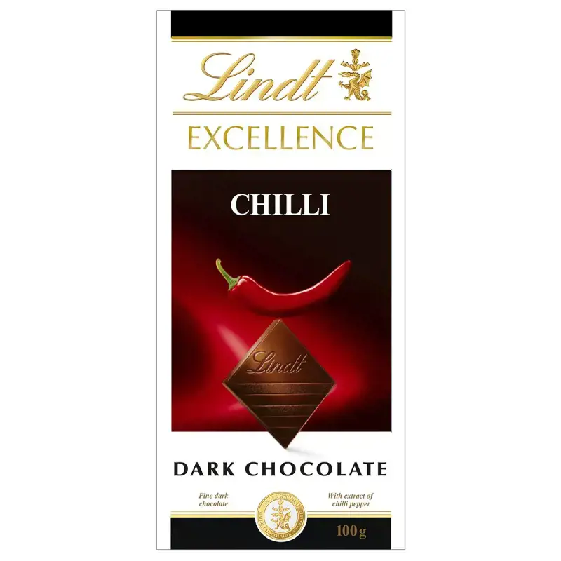 LINDT EXCELLENCE juod.šok. su aitr. paprikomis, 100g