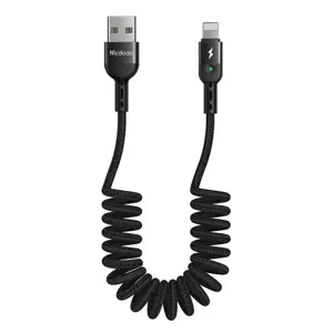 USB ir "Lightning" kabelis, "Mcdodo CA-6410", spyruoklinis, 1,8 m (juodas)