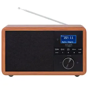 "Adler Radio" DAB+ "Bluetooth" AD 1184. LCD ekranas, juodos/rudos spalvos, žadintuvo funkcija