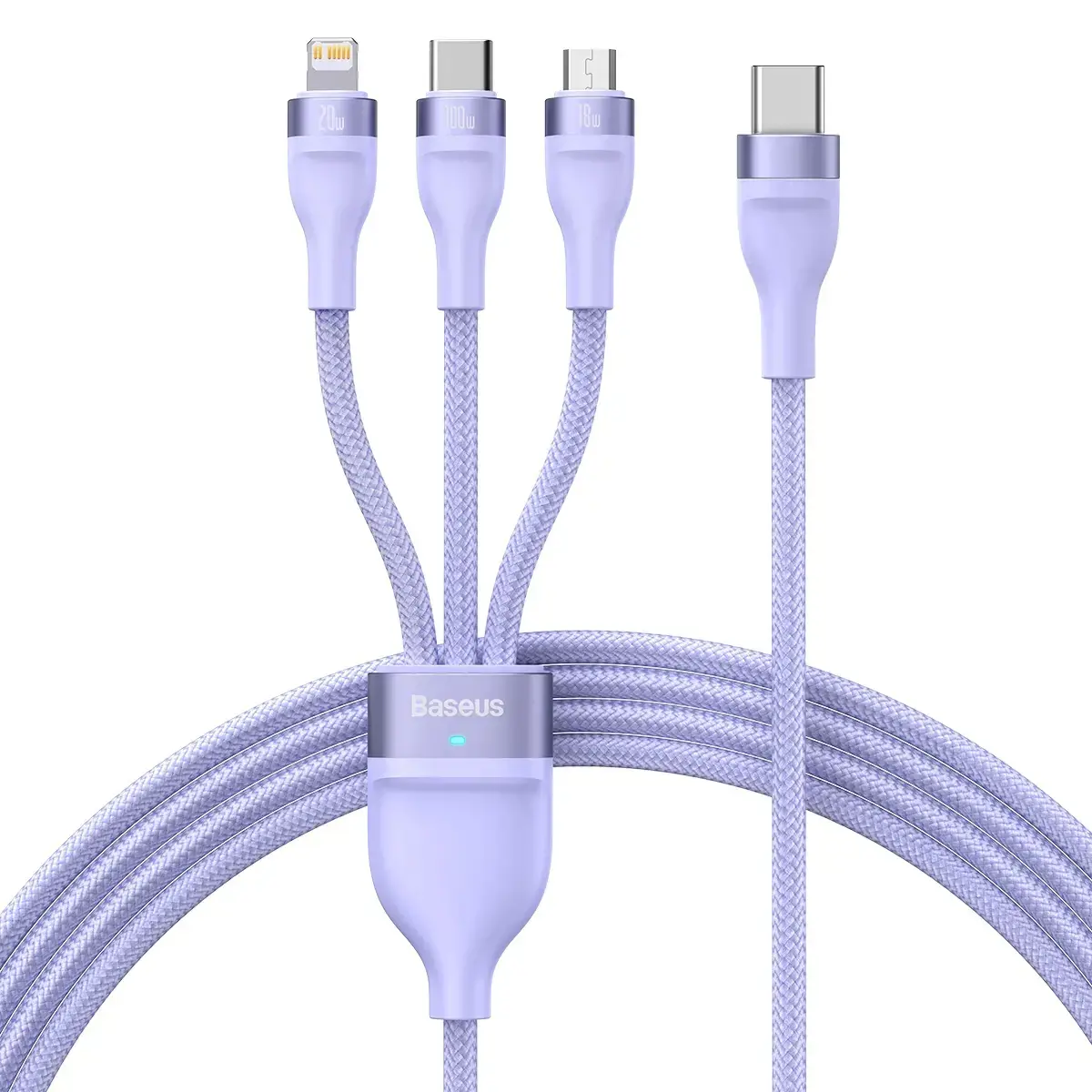 Baseus Flash Series II USB Type C | USB Type A cable - USB Type C | Lightning | micro USB 100 W 1.5 m purple (CASS030205)
