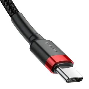 Baseus Cafule Cable Durable Nylon Cord USB-C PD / USB-C PD PD2.0 60W 20V 3A QC3.0 1M Black-Red (Black-Red)