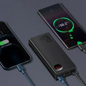 "Baseus Adaman Metal Powerbank" 20000mAh PD QC 3.0 65W 2xUSB + USB-C + micro USB (mėlyna)