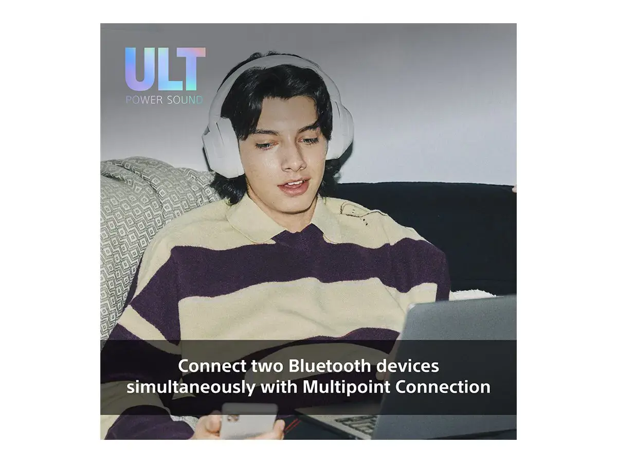 "Sony" belaidės ausinės ULT Wear WH-ULT900NW, baltos spalvos