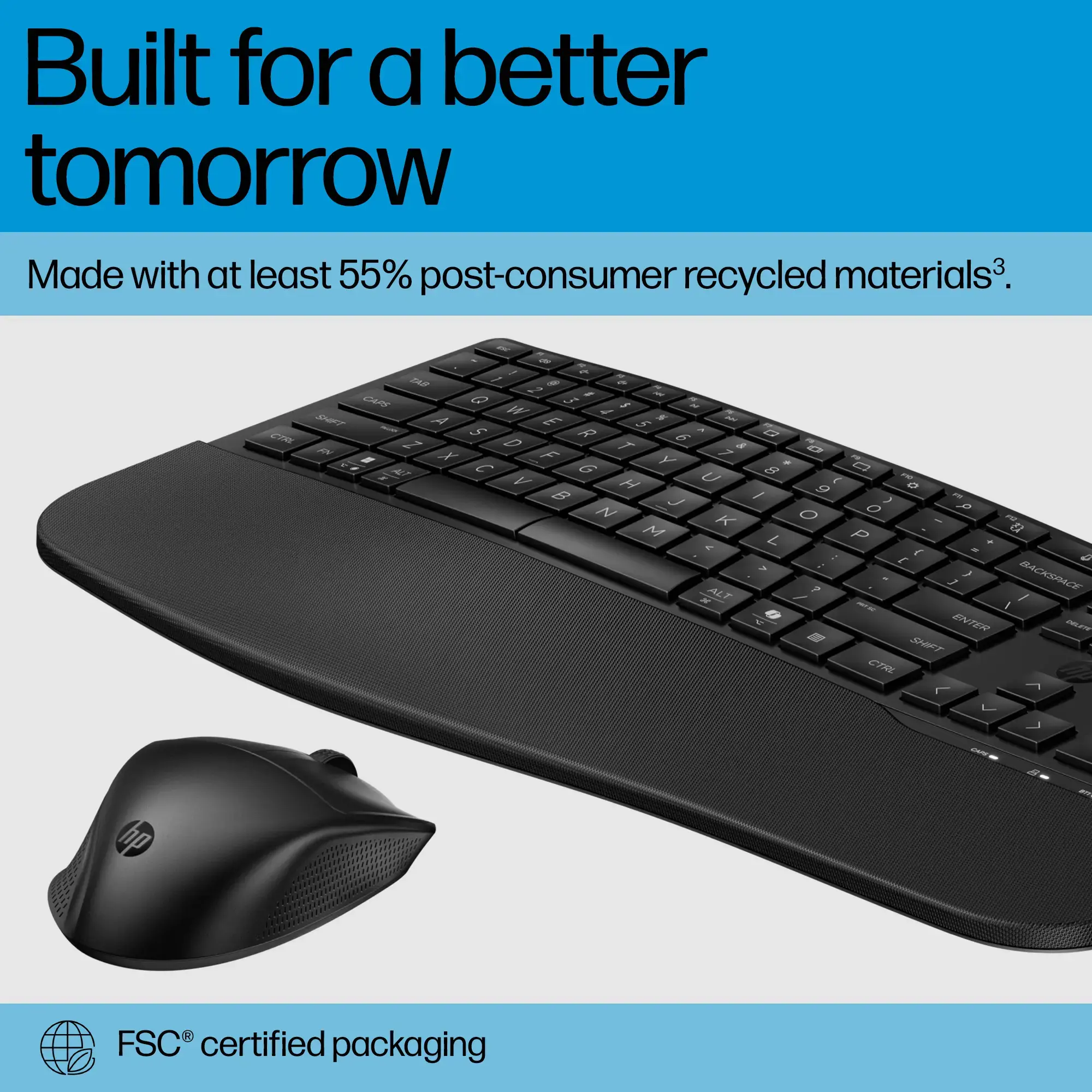 HP 685 Comfort Dual-Mode Keyboard and Mouse Combo, spill resistant - Black - US ENG