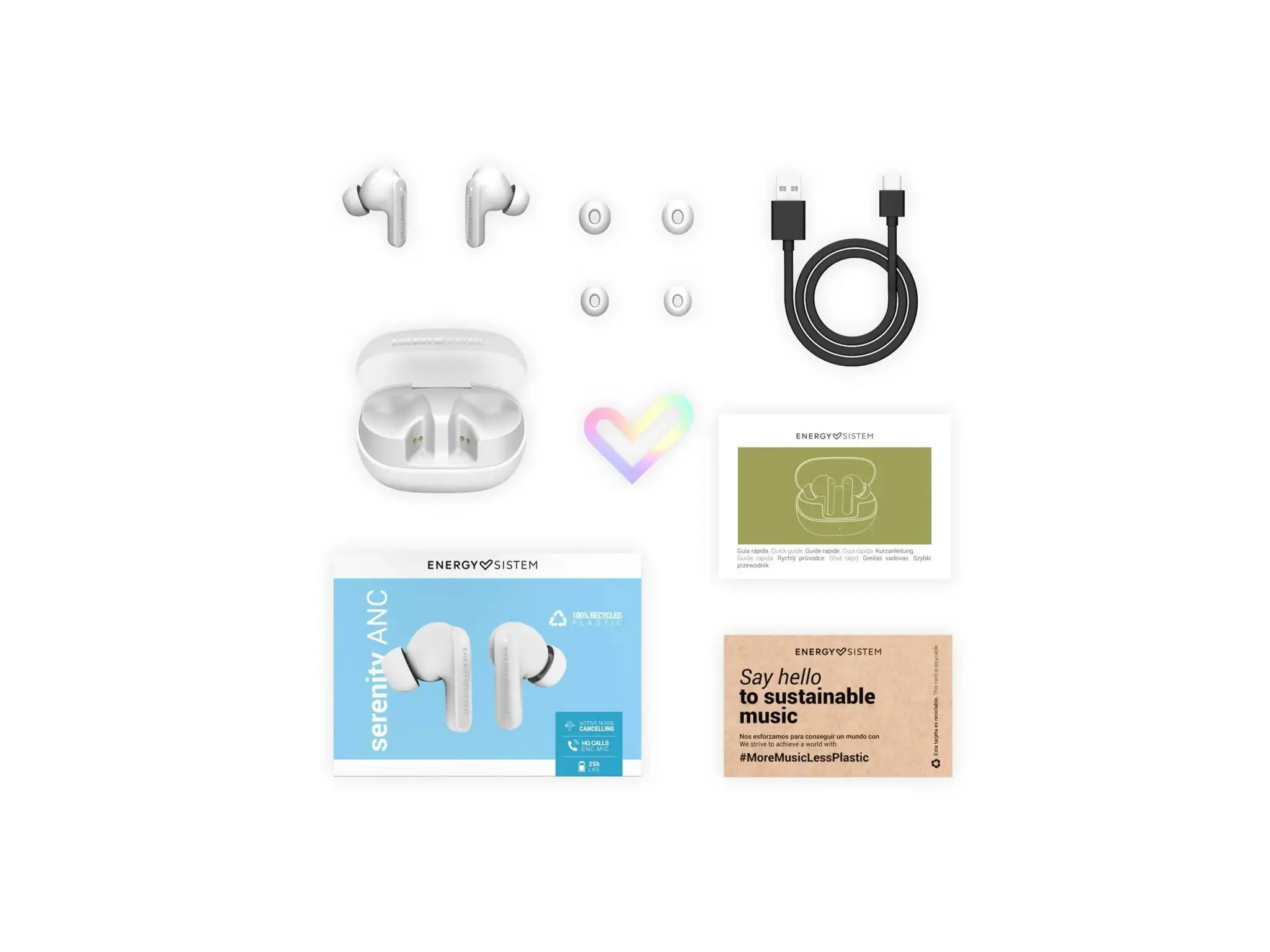 Energy Sistem True Wireless Earphones | Serenity ANC | Built-in microphone | Bluetooth | ANC | White