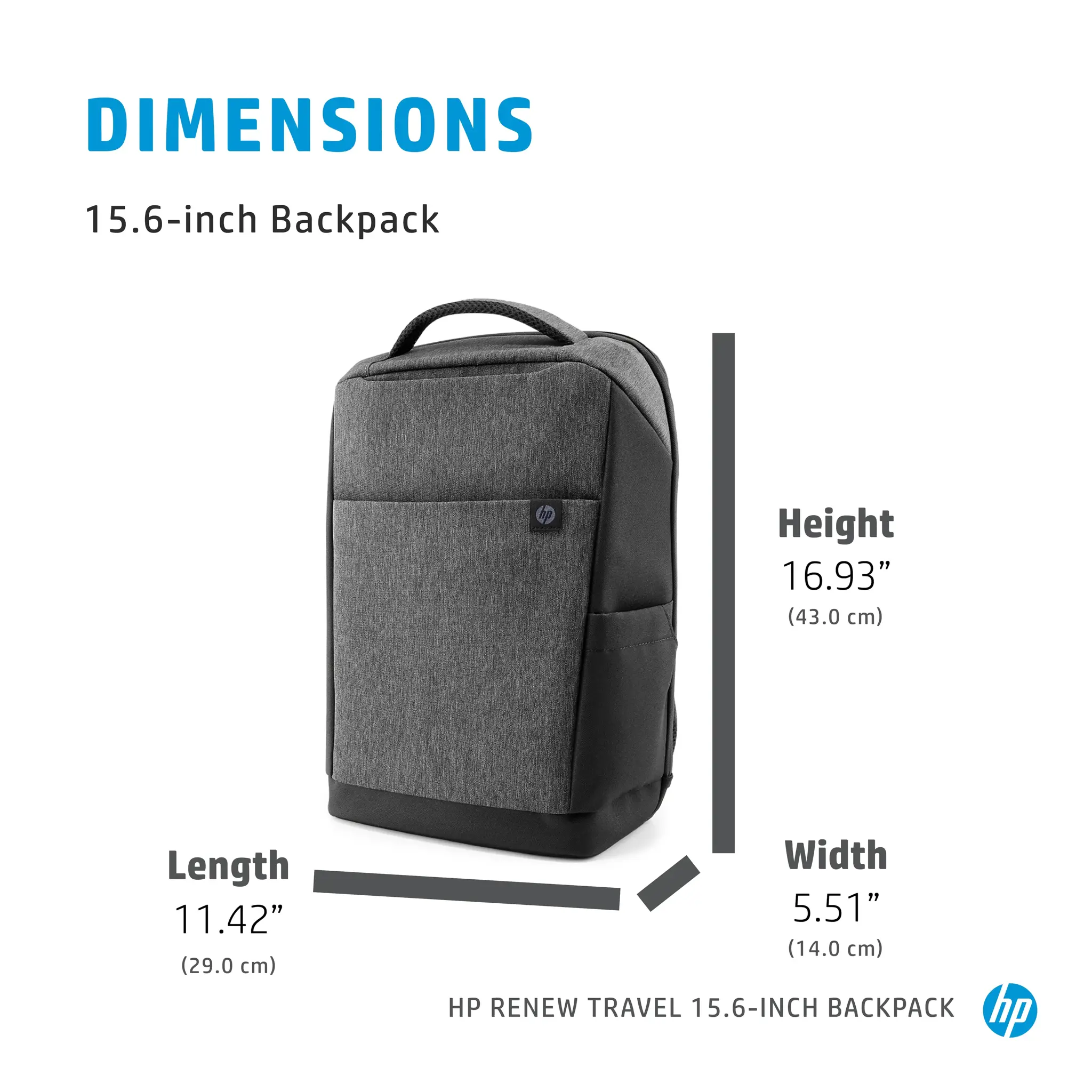 HP Renew Travel 15,6 colių kuprinė, 39,6 cm (15,6"), poliesteris