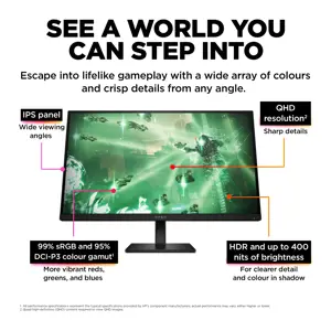 "HP OMEN by HP 27q", 68,6 cm (27"), 2560 x 1440 taškų, "Quad HD", 1 ms, juodas
