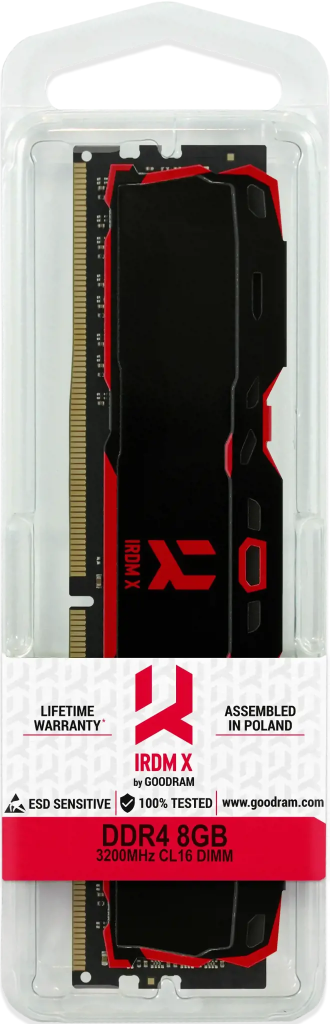 Goodram IRDM X, 8 GB, 1 x 8 GB, DDR4, 3200 MHz, 288-pin DIMM, Black